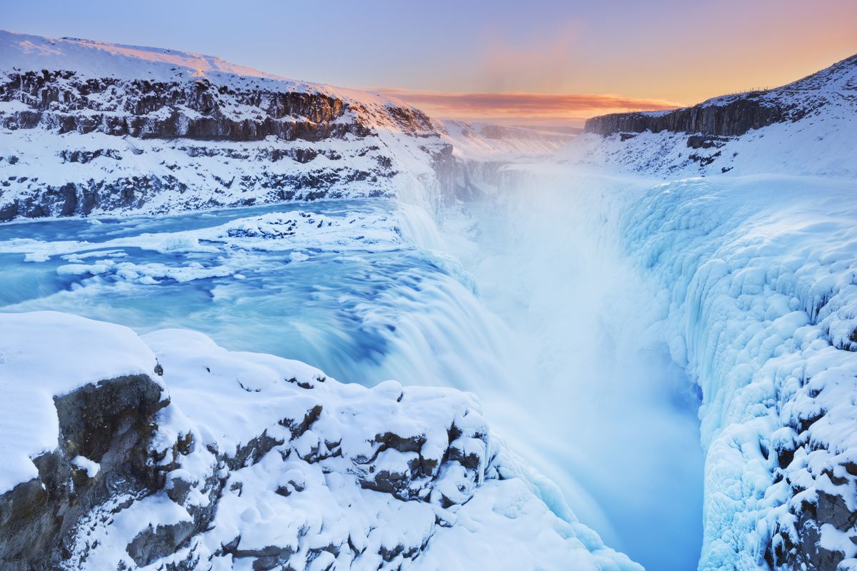Gullfoss watervallen in winter