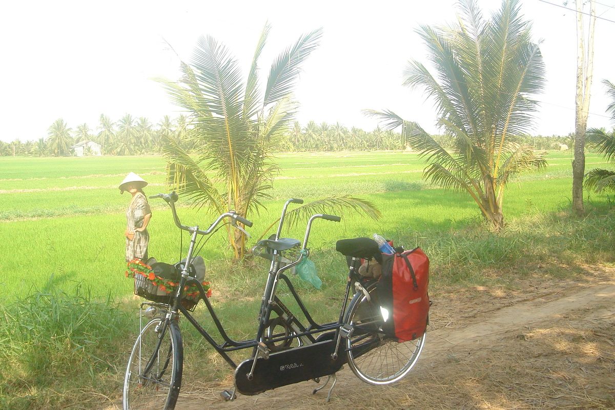 De tandemfiets waarmee we het land verkennen