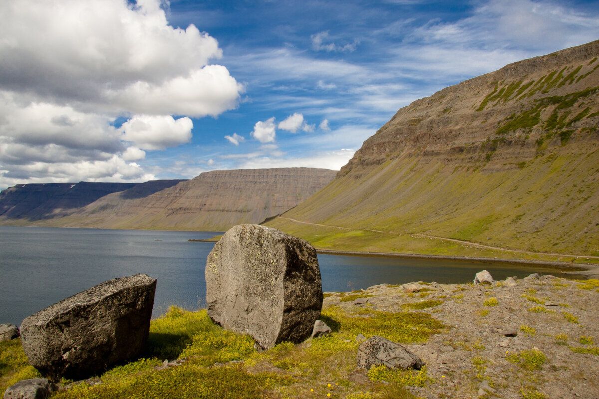 Uitzicht op het Borgarfjördur fjord