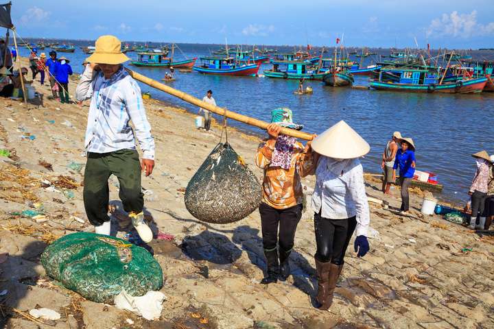 Lokale vissers in Cambodja