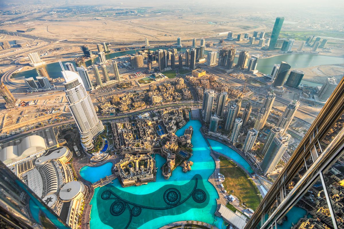 De skyline van Dubai