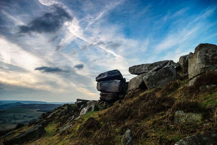 De rotsen bij Stanage Edge