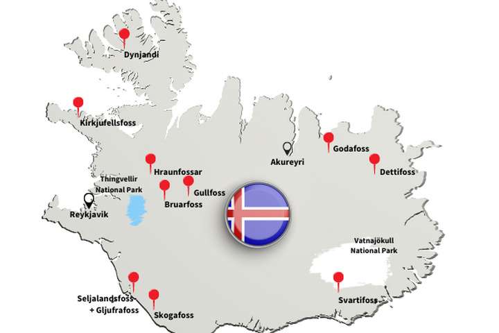 Watervallen in IJsland