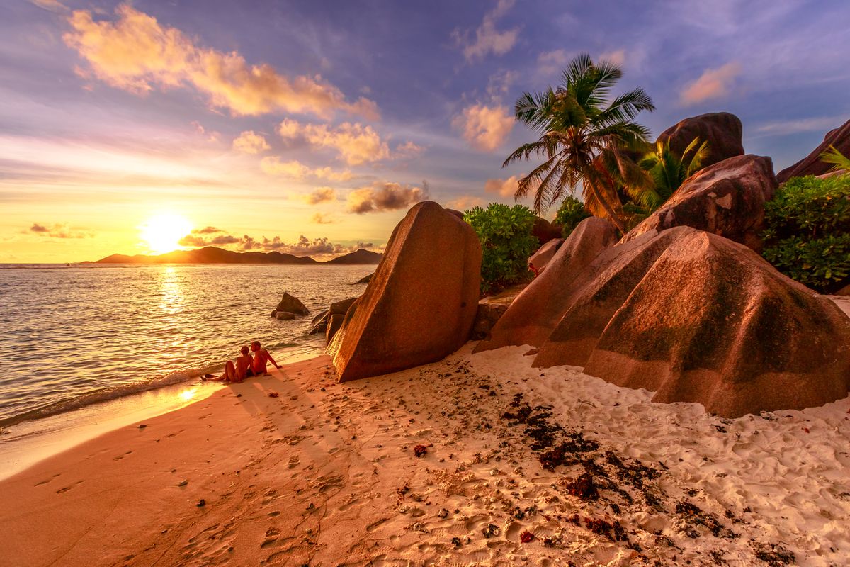 Zonsondergang op La Digue