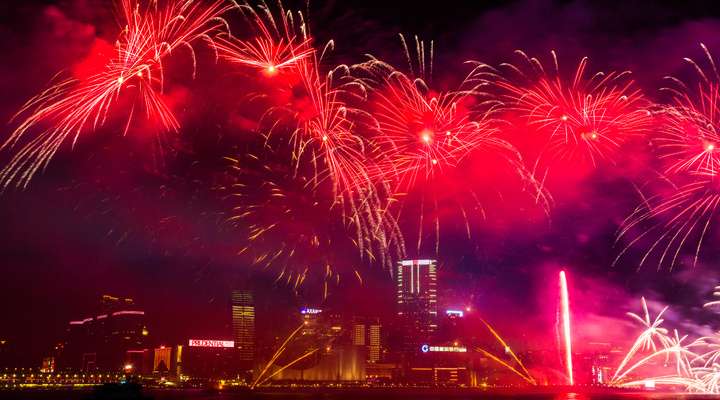 Chinees vuurwerk in Hongkong