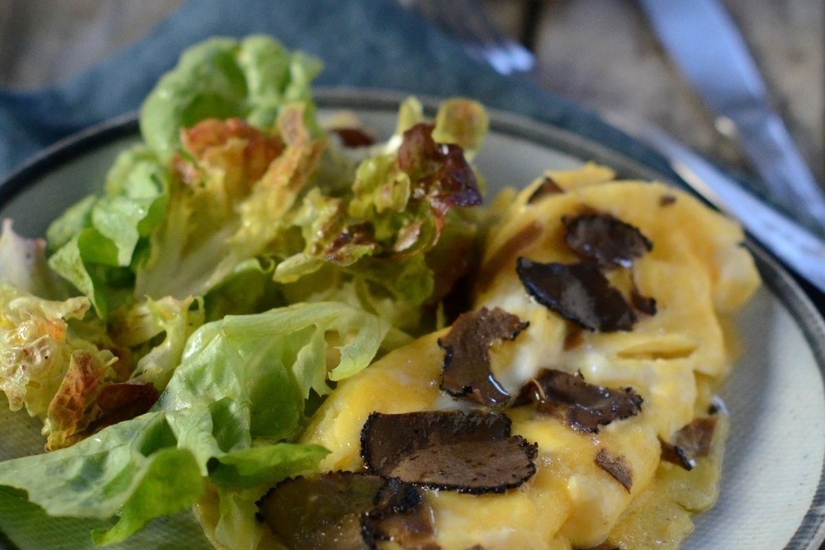 Rabassetruffel op een omelet