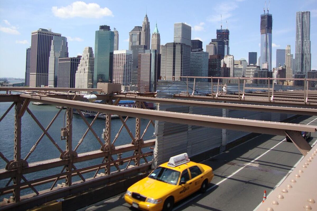 De typische gele taxi in New York