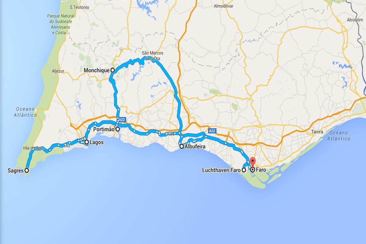 Routekaart van de rondreis