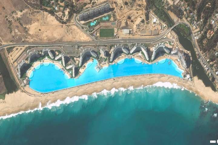 San Alfonso del Mar 's werelds grootste zwembad vanuit de lucht gezien ©metro951.com