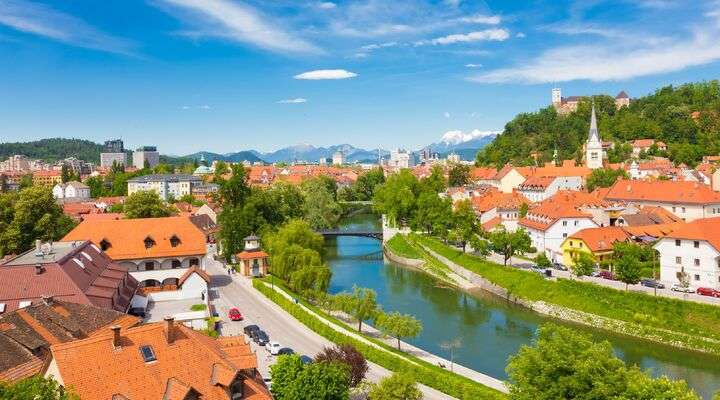 Uitzicht over Sloveense hoofdstad Ljubljana