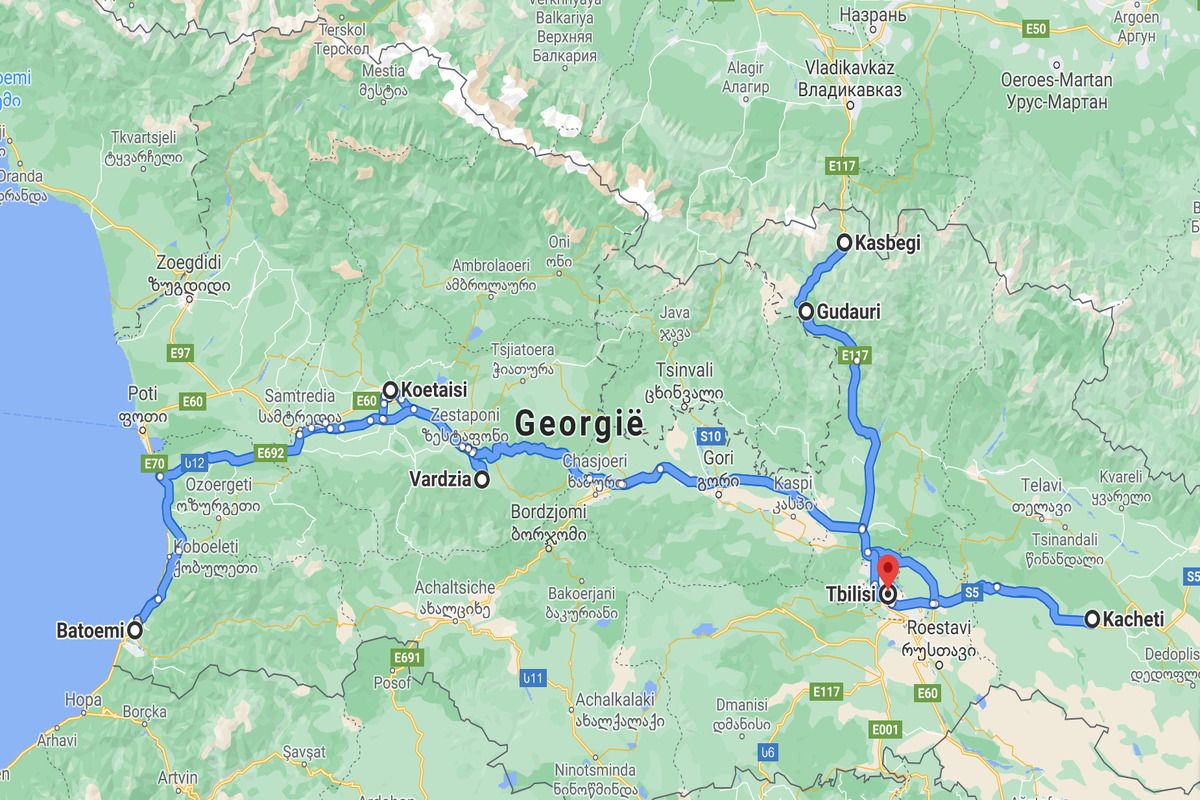 Routekaart Fly-drive Georgi&euml;