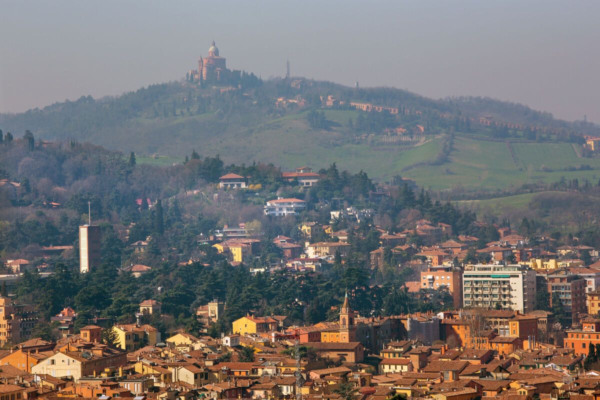 Uitzicht op de stad Bologna, Italie