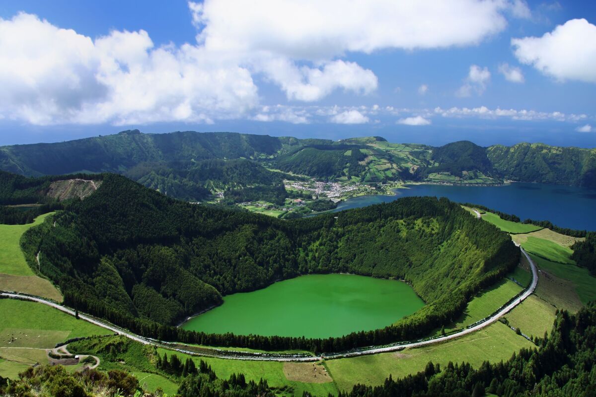 Kratermeer Lagoa Verde op Sao Miguel, Azoren