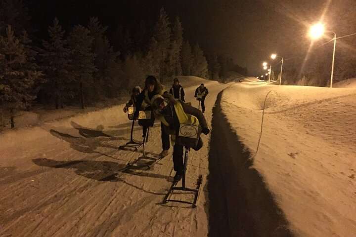Sneeuwsteppen in het donker